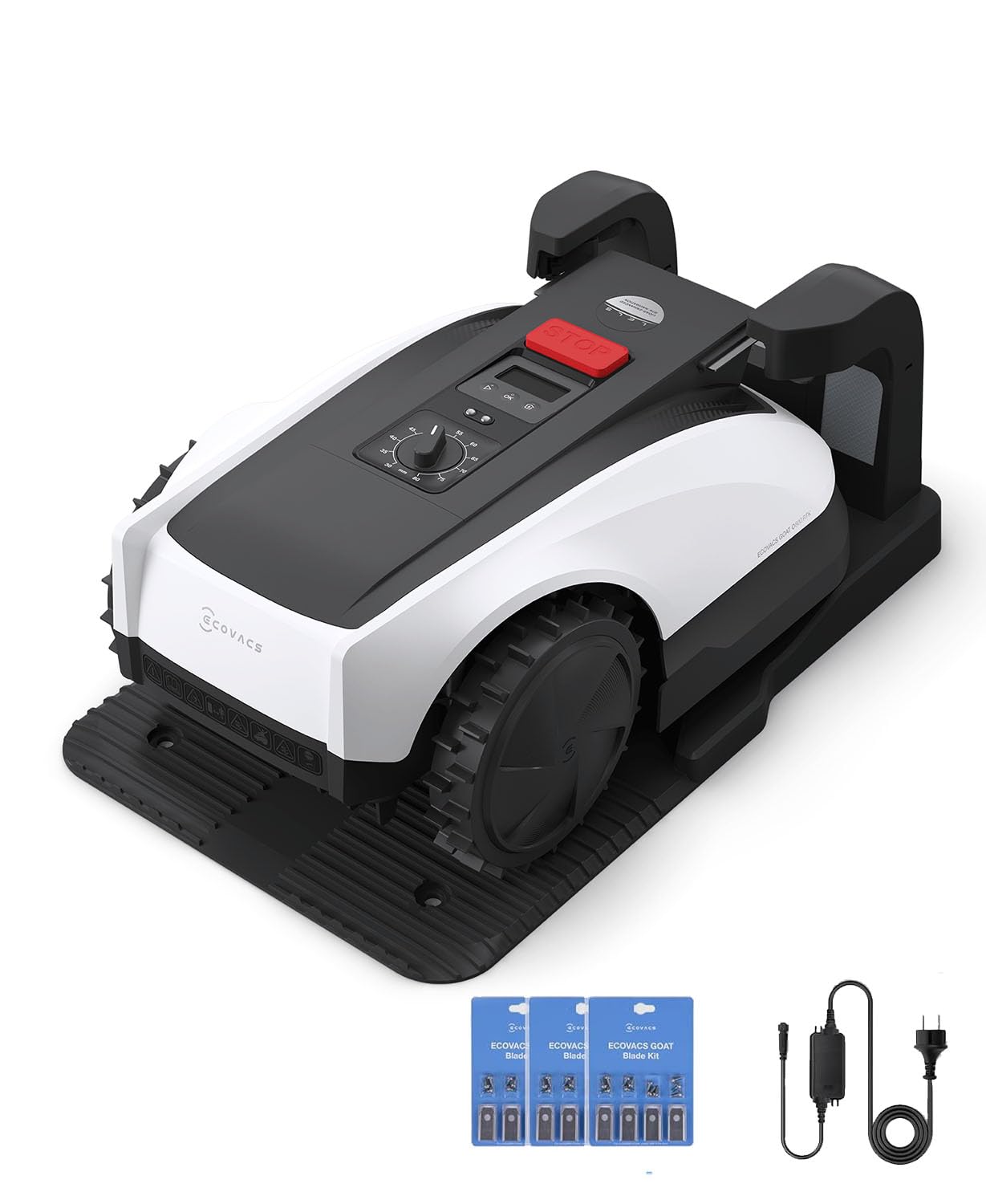 ECOVACS Goat O1000 RTK Care Kit Robotic Lawn Mower with RTK Precision Navigation, No Perimeter Wire, Smart App Control, Auto Mapping, Multi-Zone Management – Includes 36 Extra Blades