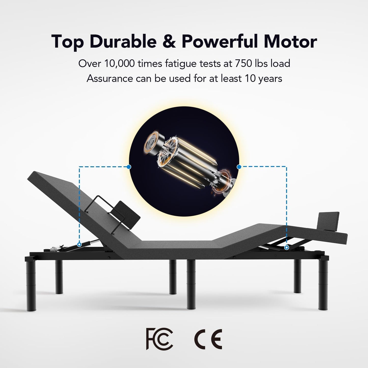 FLEXISPOT S6 Adjustable Bed Frame Base Split King, Quick Assembly, Massage, Zero Clearance, Whisper Quiet Durable Motor, Zero Gravity, Mattress Holder, Anti-Snore, Wireless.