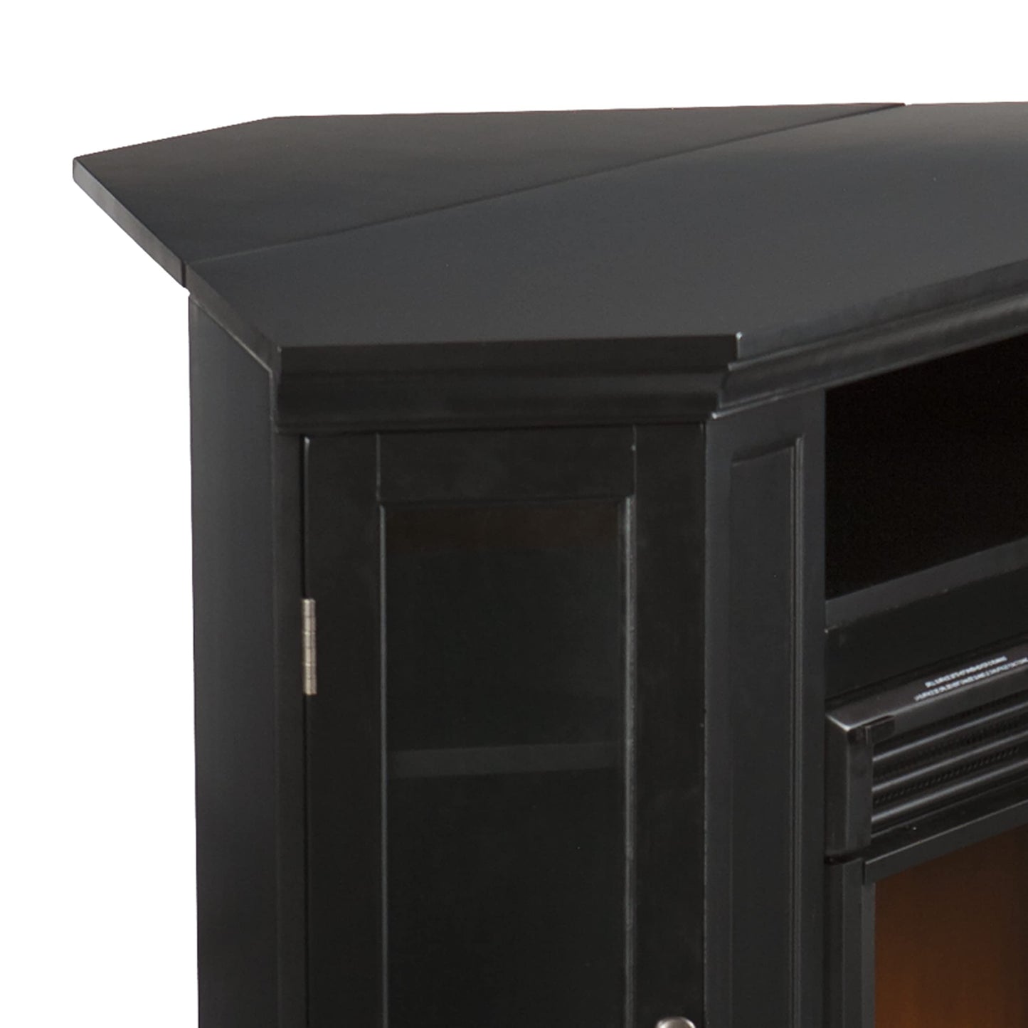 SEI Furniture Claremont Convertible Corner Electric Fireplace Media Stand with Storage, Black