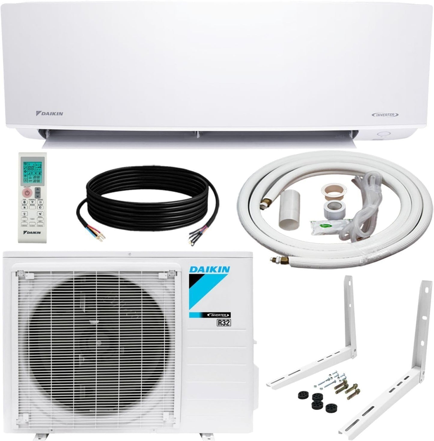 Daikin 12,000 BTU 20 SEER2 Oterra R32 Series Ductless Mini-Split Air Conditioner with Installation Kit and Wall Bracket- 230V