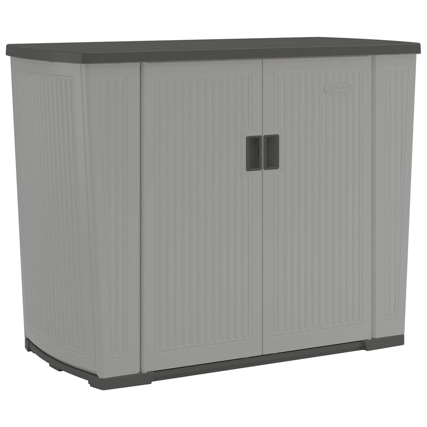 Suncast 130-Gallon Backyard Oasis Basic Unit Lockable Outdoor Storage Cabinet, Peppercorn, Made in the USA