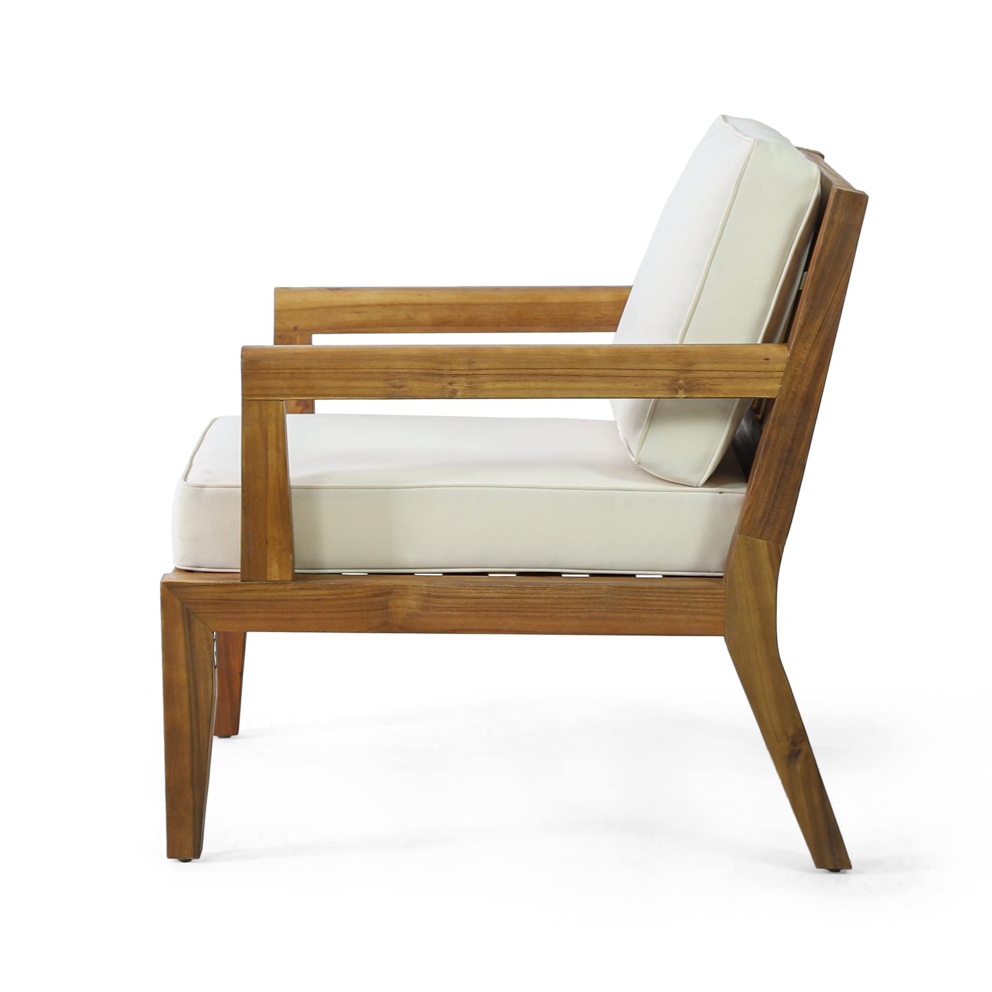 Merax Outdoor Patio Club Chairs,Set of 2,Acacia Wood Frame Conversation Set with Cushion for Porch Backyard,Classic Style
