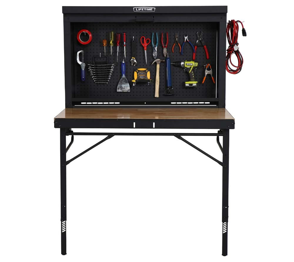 LIFETIME Products Wall Mounted Work Table, 4', Wood Varnish (80421)