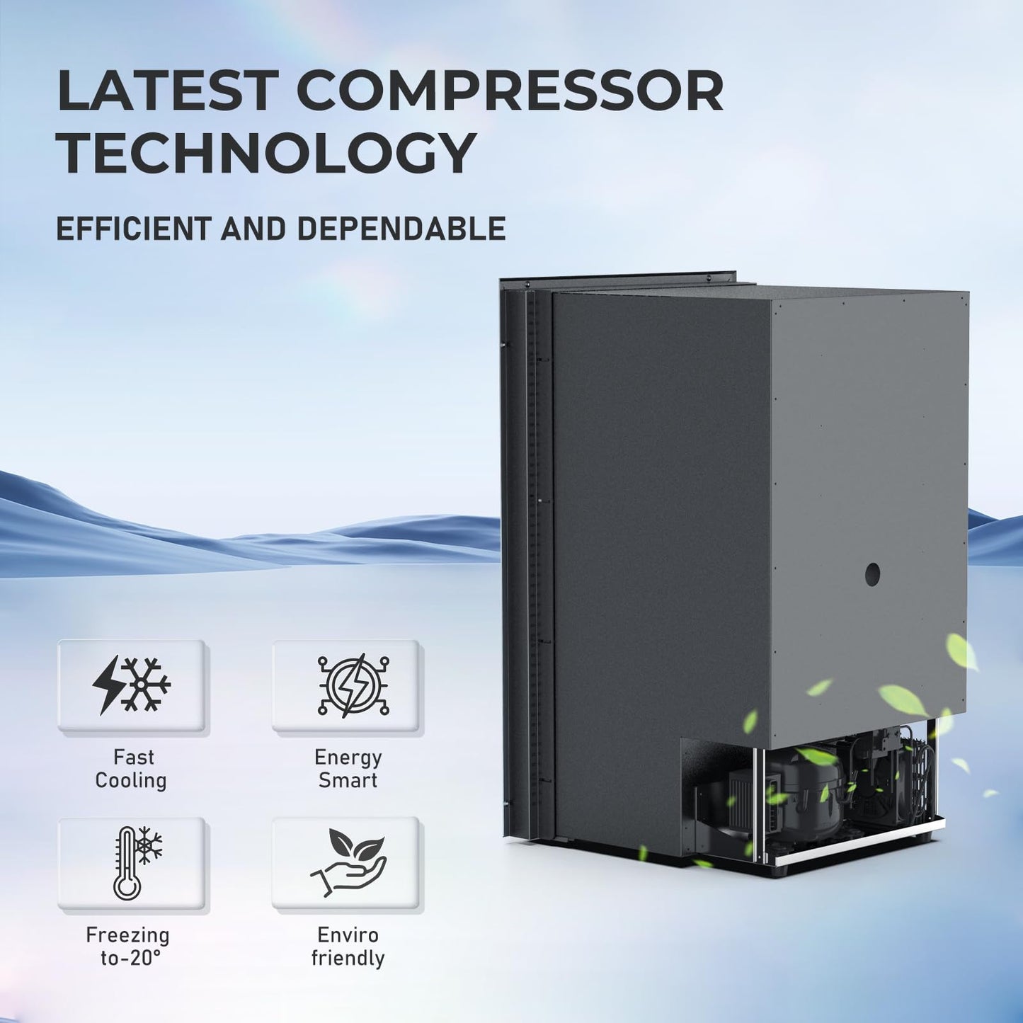 GEARPASS 2.3 Cu Ft Mini Fridge with Freezer, Compressor Cooling (-4°F) | APP Control Energy Star Table Top Fridge for Bedroom, Car, Dorm, Office, RV, Apartment – Ultra Quiet Compact Refrigerator