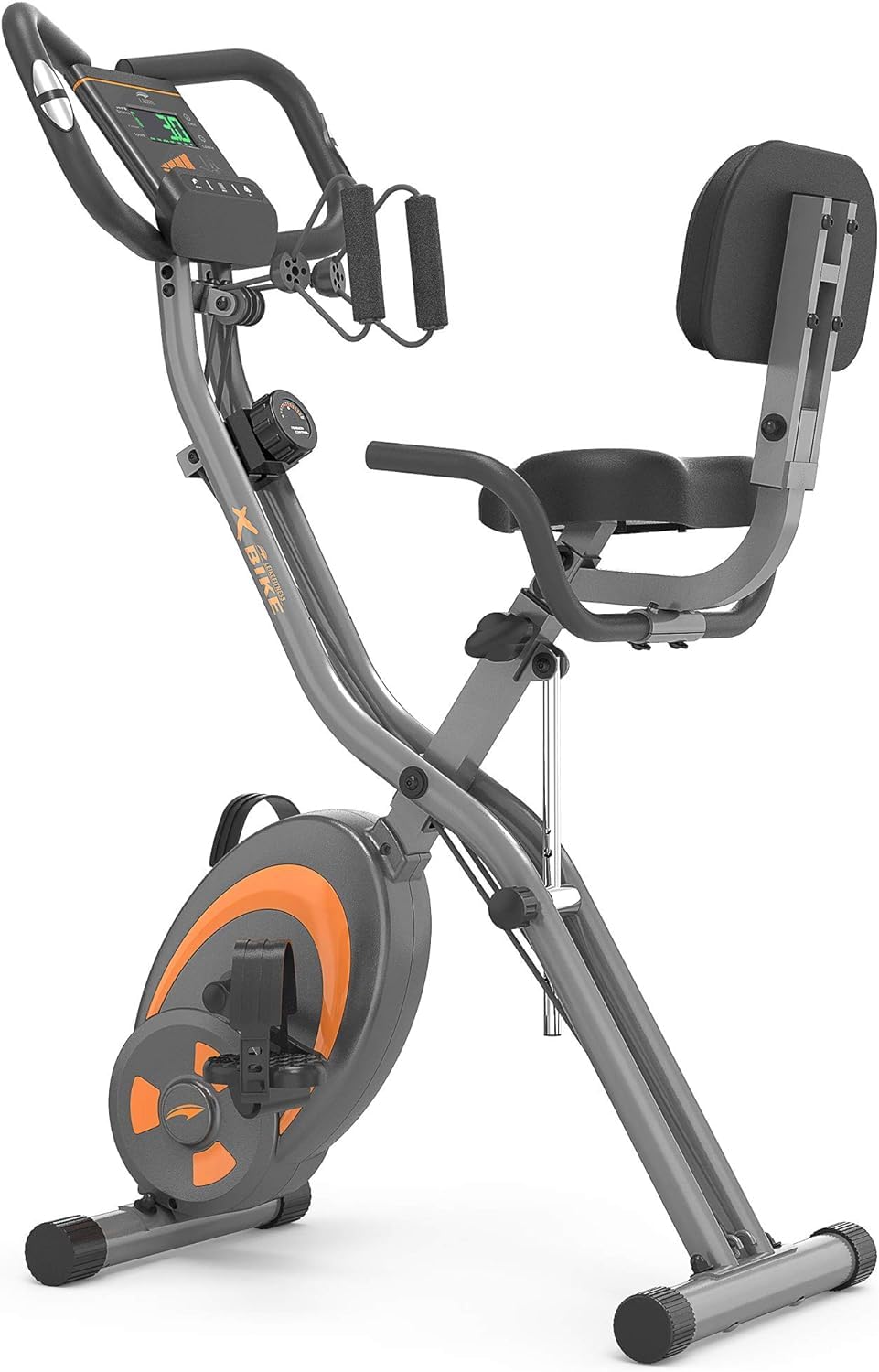 leikefitness Folding Stationary Bike Recumbent Exercise Bike w/Arm Resistance Bands-Pulse Sensor-LCD Monitor and Easy to Assemble Indoor Cycling Bike 2280 (GREY)