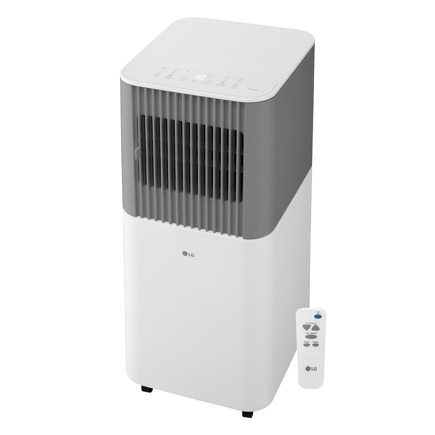 LG 5,000 BTU SACC (8,500 BTU ASHRAE) Portable Air Conditioner, 115V, Cools 150 Sq.Ft. (10' x 15' Room Size), Quiet Operation, LCD Remote Control, and Window Installation Kit, White & Gray