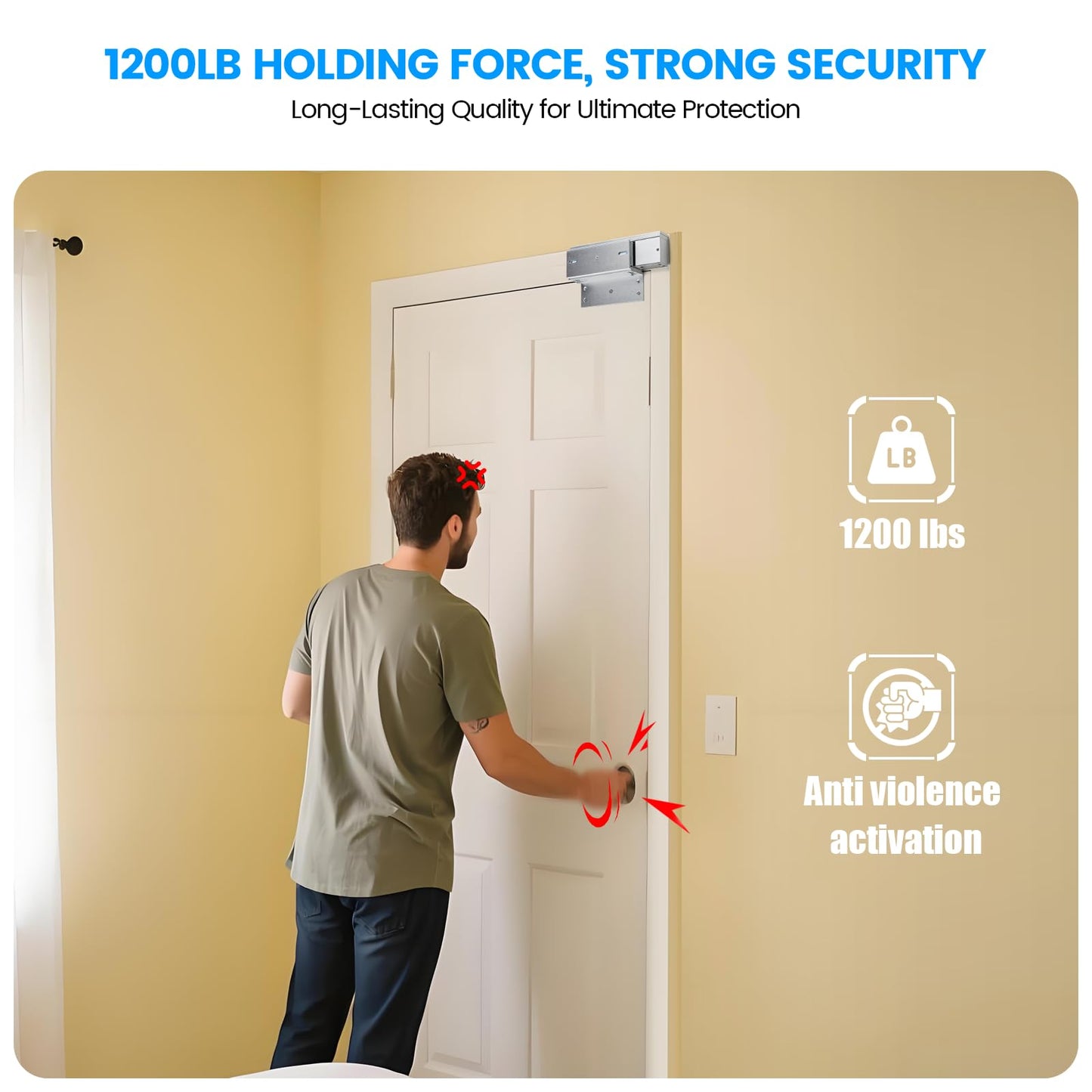 Zuomeng WiFi Smart Magnetic Lock for Door Kit, 1200lbs Holding Force Magnetic Door Lock System with App/Remote Control, 4 Modes, Sound Alerts, Easy Install for Home & Office