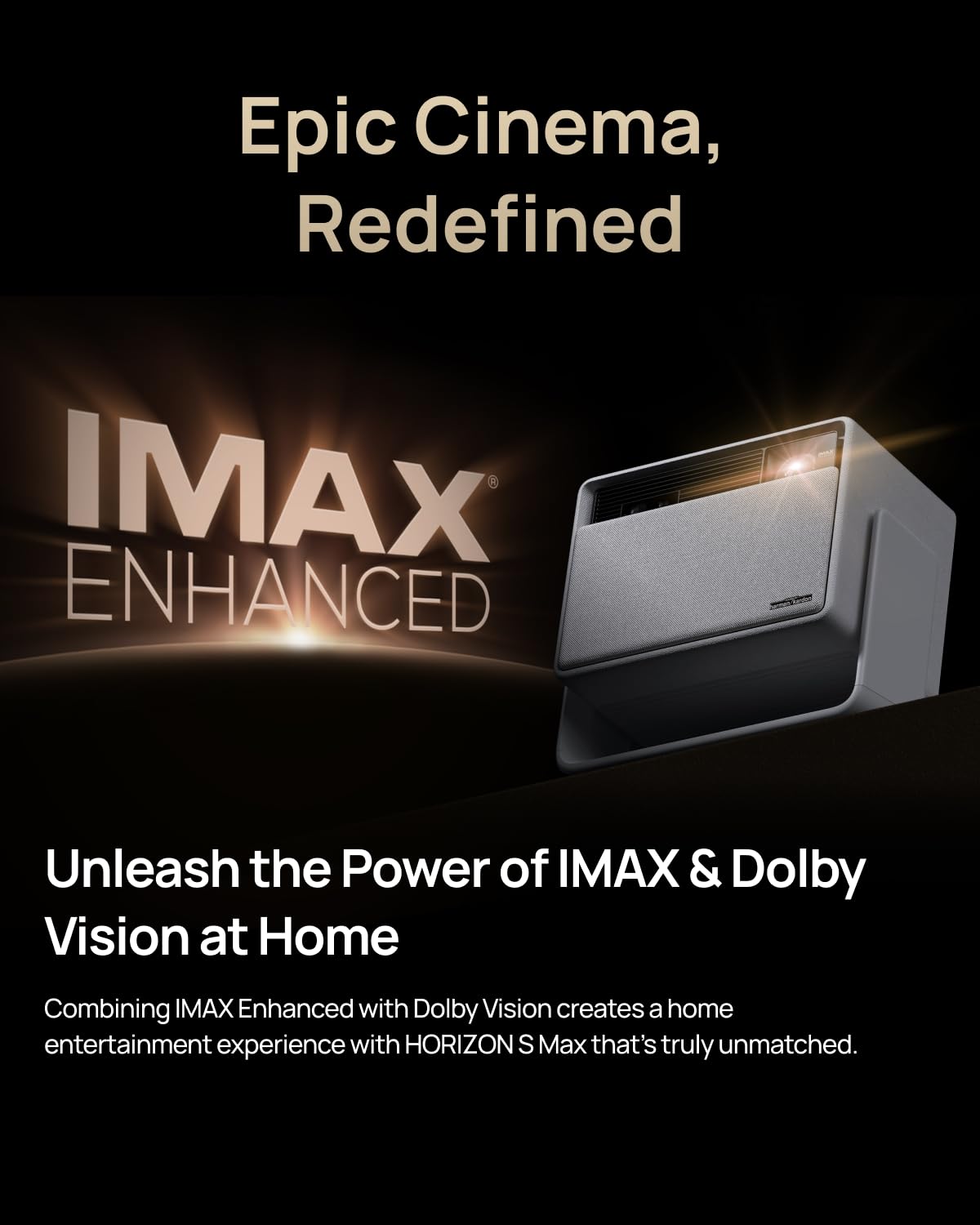 XGIMI Horizon S Max 2024 New 4K Projector, IMAX Enhanced Portable Projector, Dolby Vision, 3100 ISO Lumens, 110% BT.2020, Built-in Flexible Stand, Intelligent Screen Adaption, 2 x 12W Harman Kardon