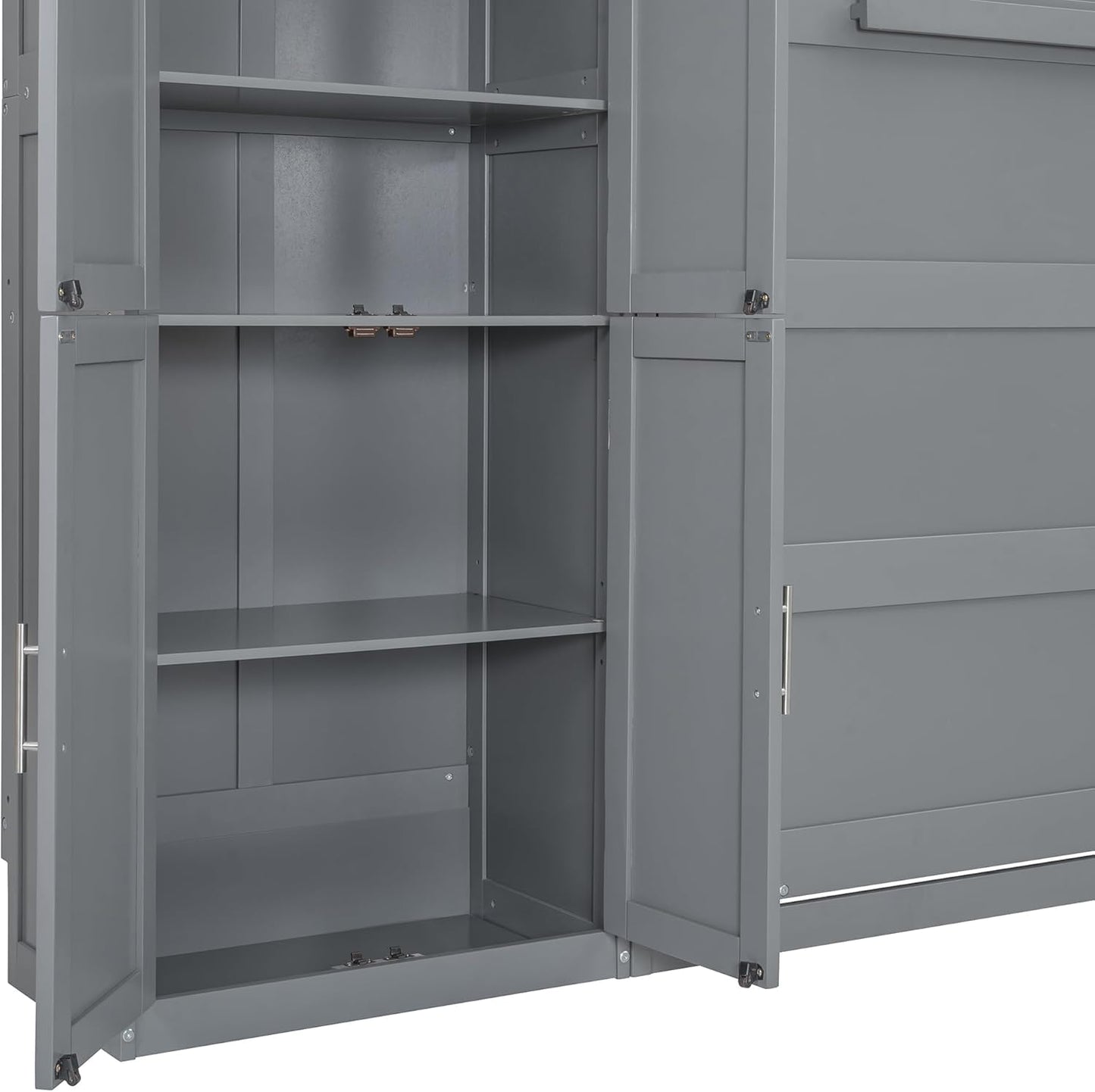 Virubi Queen Horizontal Murphy Bed Cabinet with Storage Cabinet,Wood Folding Murphy Wall Bed for Adult (Grey)