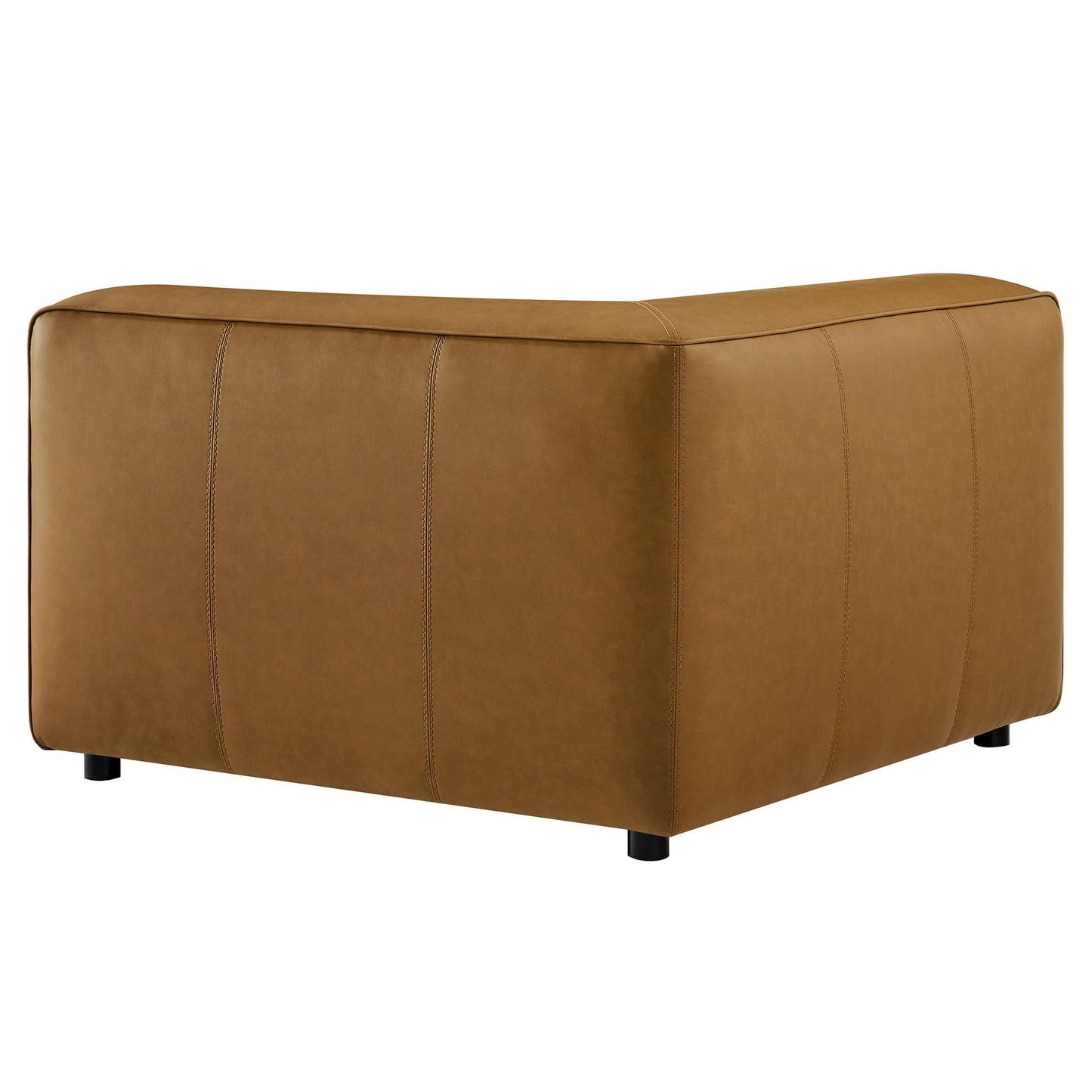 Modway Auren Vegan Leather Corner Modular Chair in Camel - Mid Century Modern Faux Leather Corner Sectional Couch - Living Room Armless PU Leather Single Sofa Chair