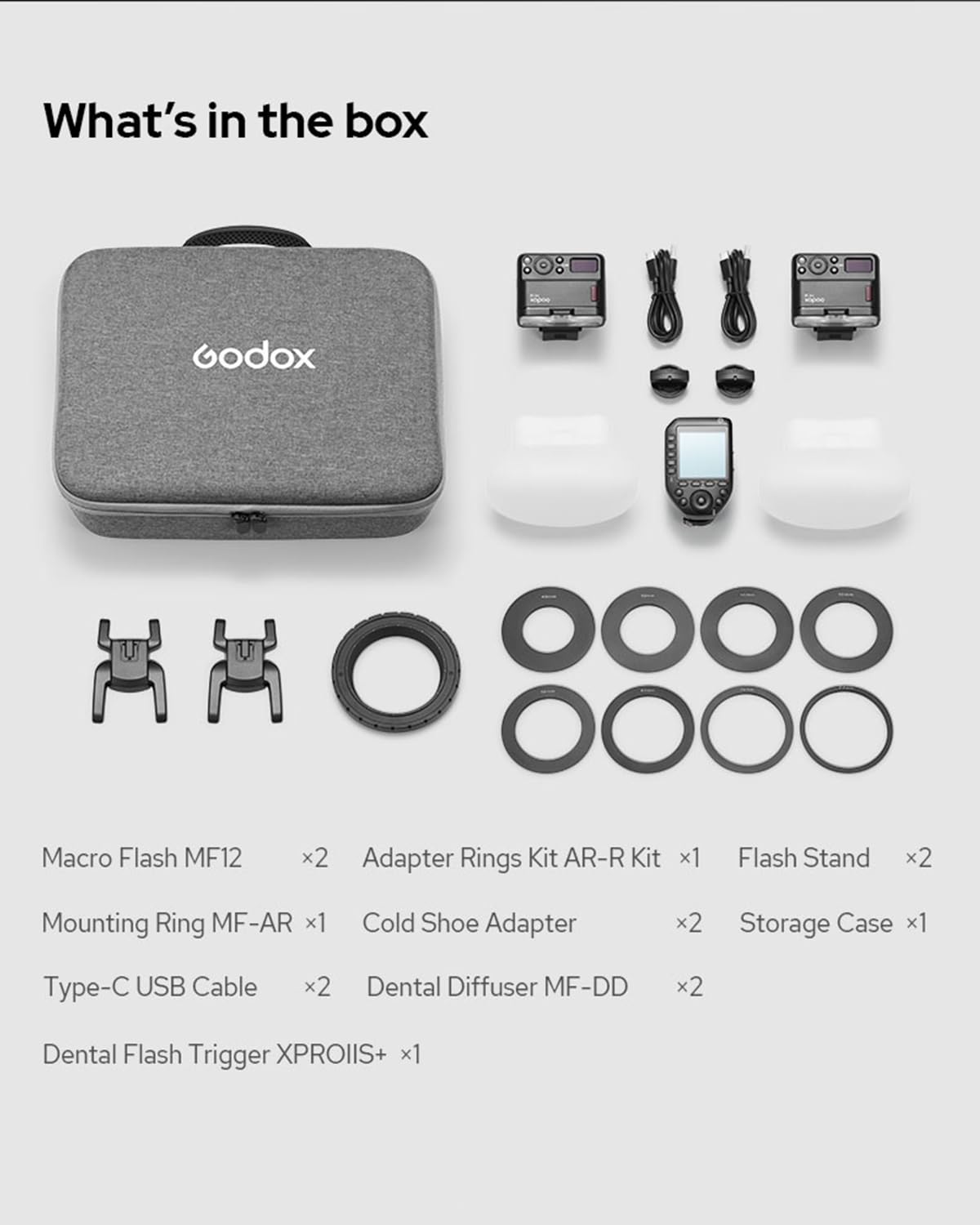Godox MF12 Compact Camera Flash Set for Dental Flash System, MF12-DK1 Dental Macro Flash Speedlite 2-Light Kit with XproiiS+ for Sony Cameras A6400, A7M4, A7R5, ZV-E10 with The Sony Macro Lens FE90MM