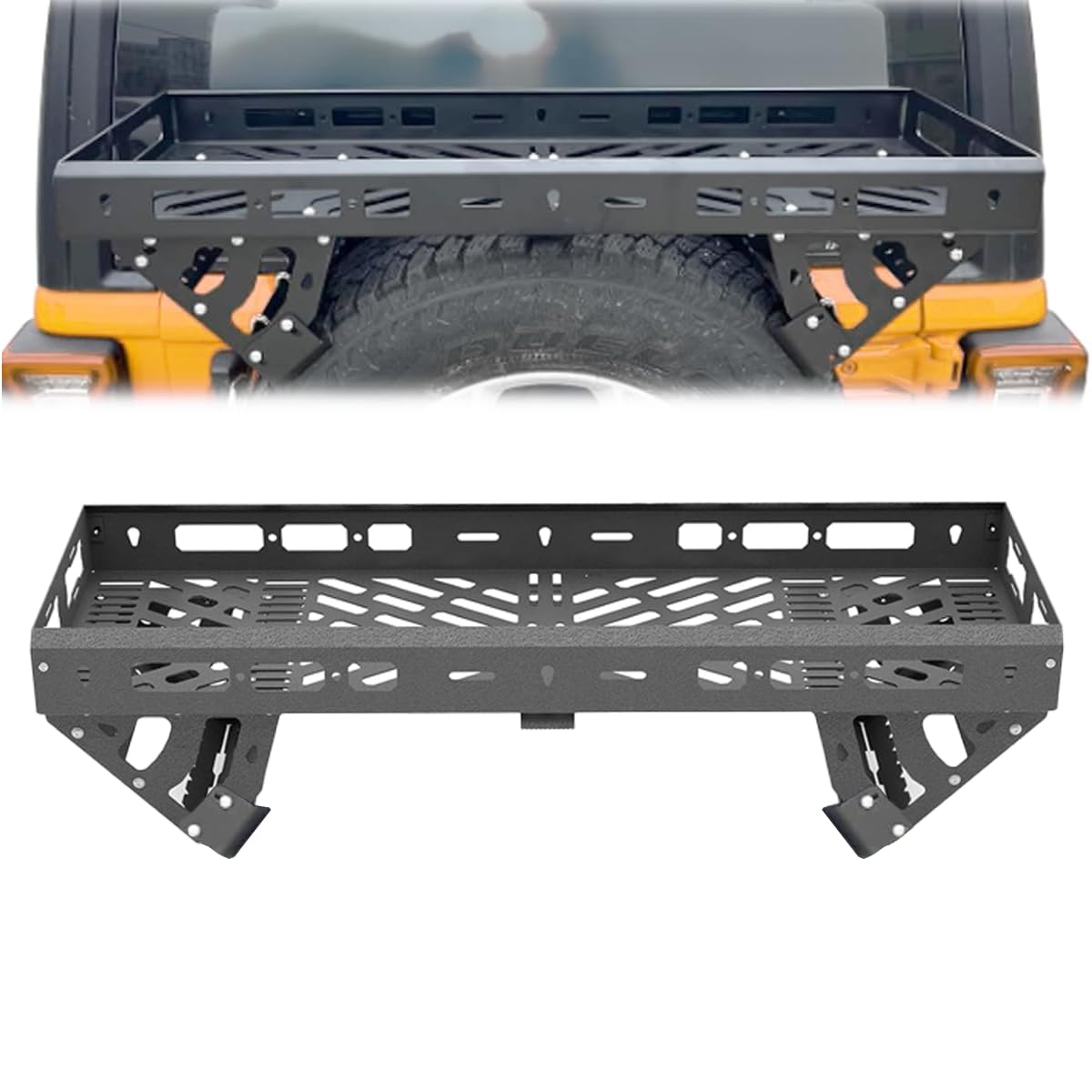 Getanye 32" - 40" Spare Tire Utility Cargo Basket Storage Tray Replacement for Jeep Wrangler JK JL TJ YJ CJ Ford Bronco SUV