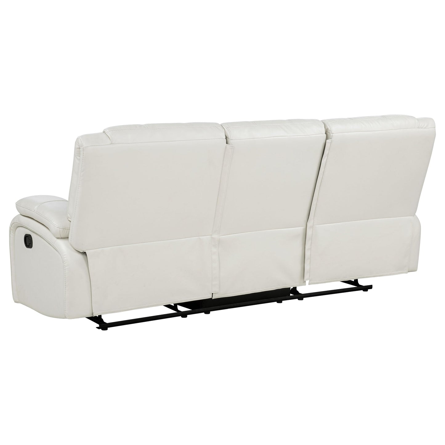 Coaster Home Furnishings - Camila - Wood and Faux Leather - Reclining Sofa with Manual Motion, Padded Pillow Arms, and Channeled Seat - Living Room - White - 610247