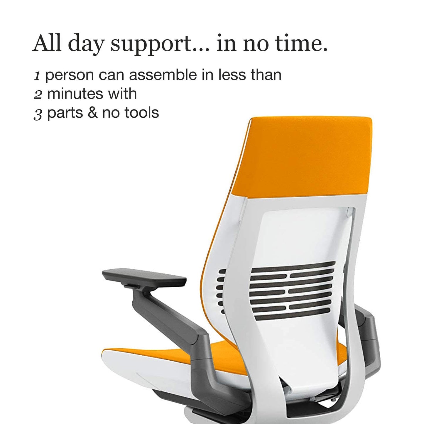 Steelcase Gesture Office Chair - Ergonomic Work Chair with Wheels for Carpet - Comfortable - Intuitive-to-Adjust for Desk - 360-Degree Arms - Tangerine Orange Fabric