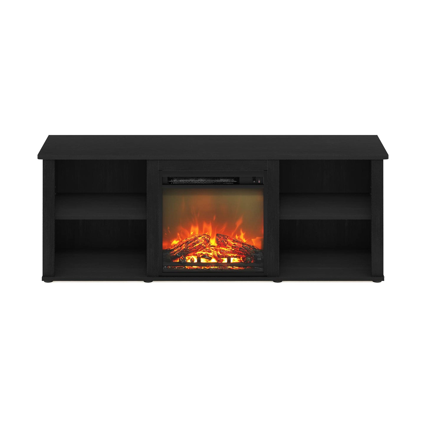 Furinno Classic TV Stand with Fireplace, Entertainment Center, TV Console for TV up to 60 Inch, for Living Room, Bedroom, Dark Americano