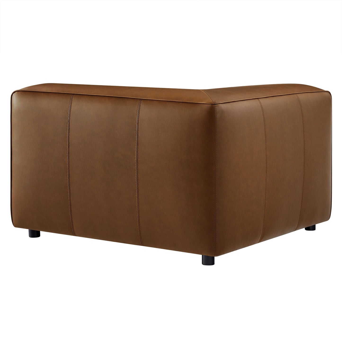 Modway Auren Vegan Leather Corner Modular Chair in Coffee - Mid Century Modern Faux Leather Corner Sectional Couch - Living Room Armless PU Leather Single Sofa Chair