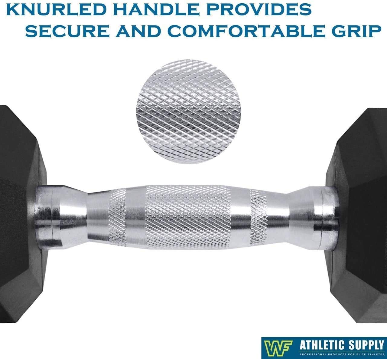 WF Athletic Supply Rubber Coated Hex Dumbbell Set, Multiple Choices Available (200/550/1200/2100/3000 LB) (c. 5-50LB Dumbbells Only)