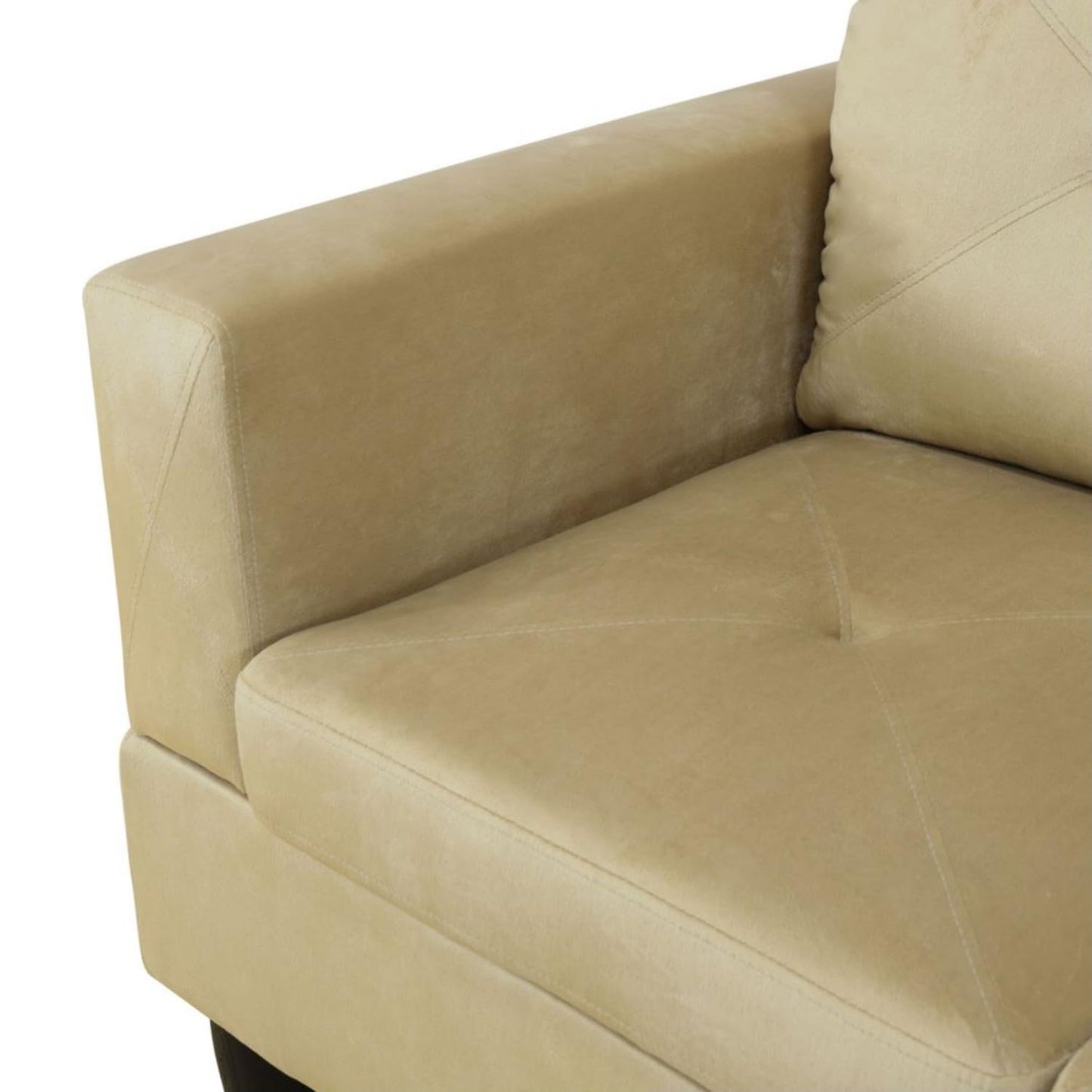 UOCFYK Beige L-Shaped 3-Piece Microfiber Sofa with Storage Ottoman Set, Sectional Couch Sofa Set for Living Room, Office, Small Space