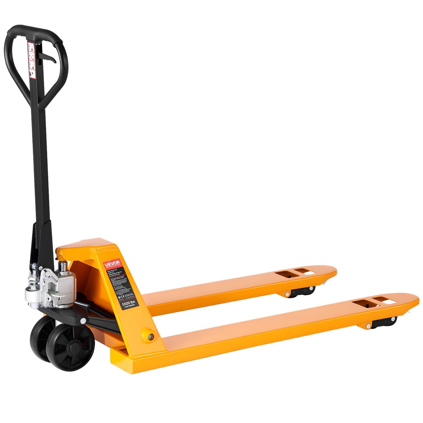 VEVOR Pallet Jack, 5500 lbs Load Capacity, Manual Pallet Truck with 48L x 27W Inch Forks for Material Handling, 3.35-7.1 Inch Fork Lift Height Range, Suitable for Warehouse, Supermarket, Manufacturing