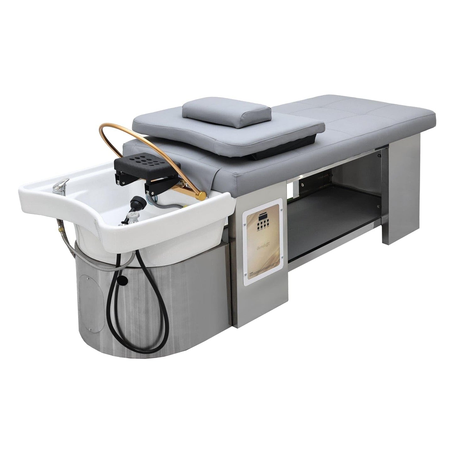 TATARTIST Head Spa Bed with Fumigation Head Therapy Shampoo Bed Water Circulation Massage Shampoo Backwash Unit Spa Hair Salon Equipment (Grey)