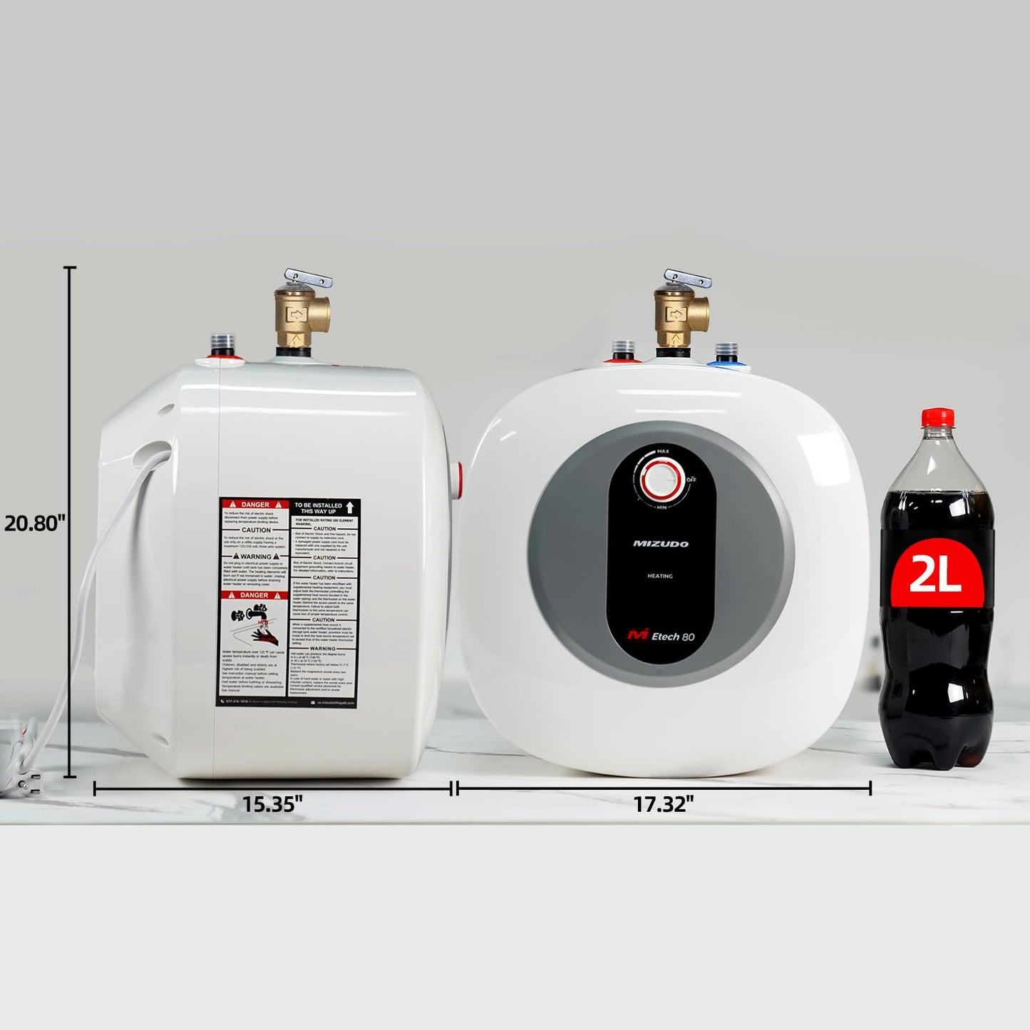 MIZUDO Electric Tank Water Heater - 8.0 Gallon Point of Use Instant Hot Water Heater for RV, Camper, Kitchen, Food Truck, 120V 1440W, Under Sink, Wall or Floor Mounted, Easy to Install