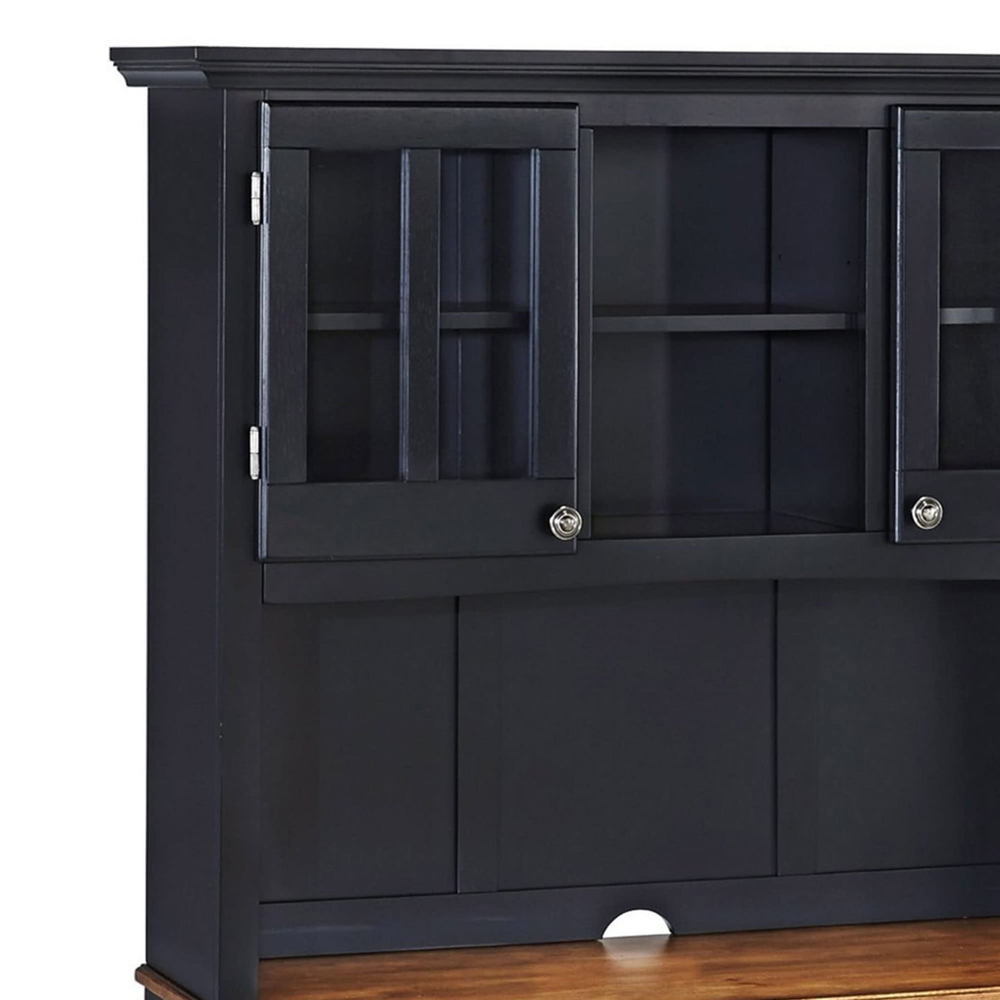 Homestyles Buffet of Buffets Black Storage Hutch with Wood Top