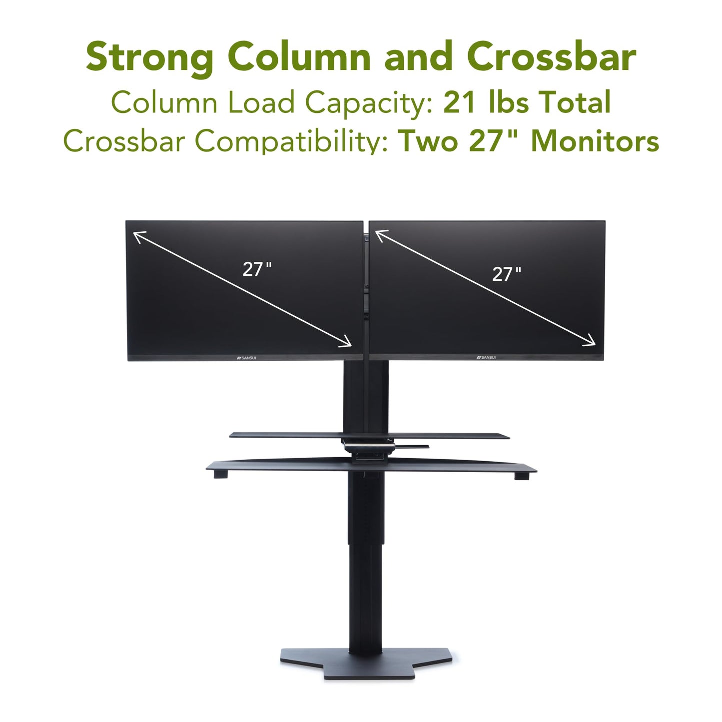 Perfect POSTURE Sit2Stand Standing Desk Converter with Dual Monitor Mount – 18” Height Adjustable Sit-Stand Workstation – White
