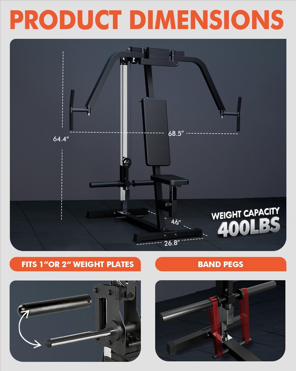 Mikolo Chest Fly Machine, PEC Fly and Reverse Delt Machine, 400 lbs Upper Body Specialty Machine for Pectoral and Rear Deltoid with Band Pegs, Chest, Back, and Shoulder Training for Home Gym