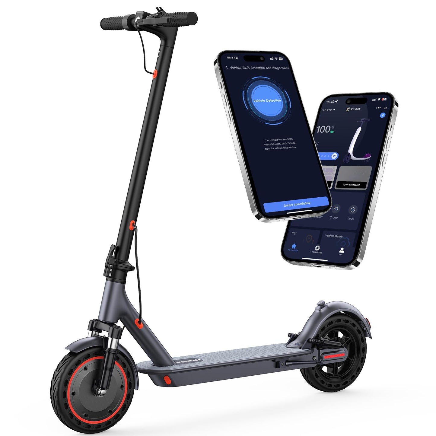 VOLPAM 10''/11''Electric Scooter with Dual Suspensions, 19/22MPH, 500W/800WMotor, 60/40/31/23Miles Long Range, Dual Braking, Max Load 264 lbs