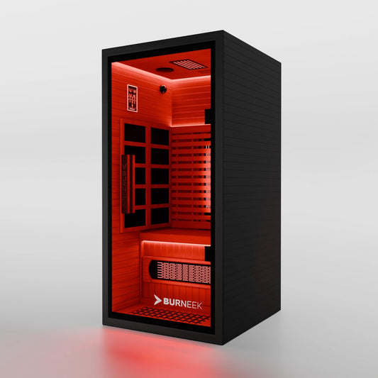 Burneek Infrared Sauna - Sauna Box for Home Sauna with Quartz Heaters, Low EMF, Chromotherapy, Bluetooth Speakers - Red Light Sauna for Relaxation & Wellness, Infrared Sauna with Red Light Therapy