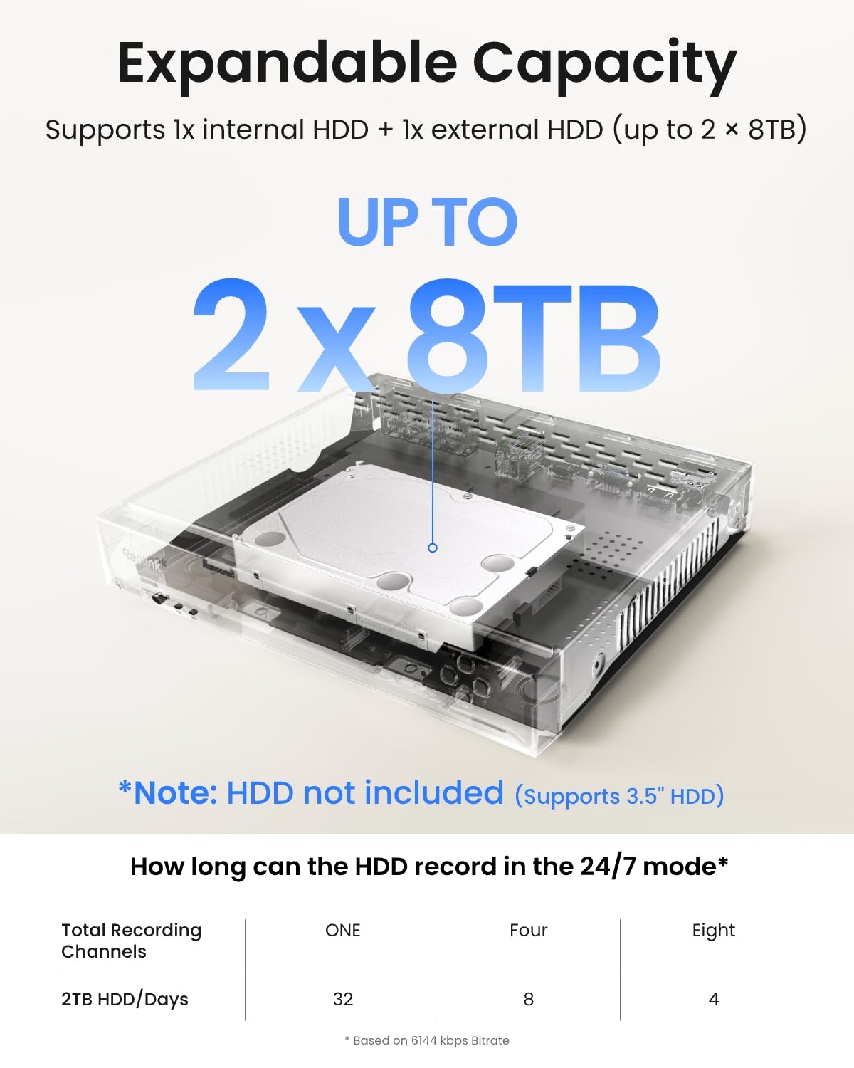 REOLINK 8CH Network Video Recorder for Home Security Camera System, 24/7 Recording(HDD Not Included), Only Work with 16MP/12MP/4K/8MP/5MP/4MP REOLINK PoE IP Camera, RLN8-410
