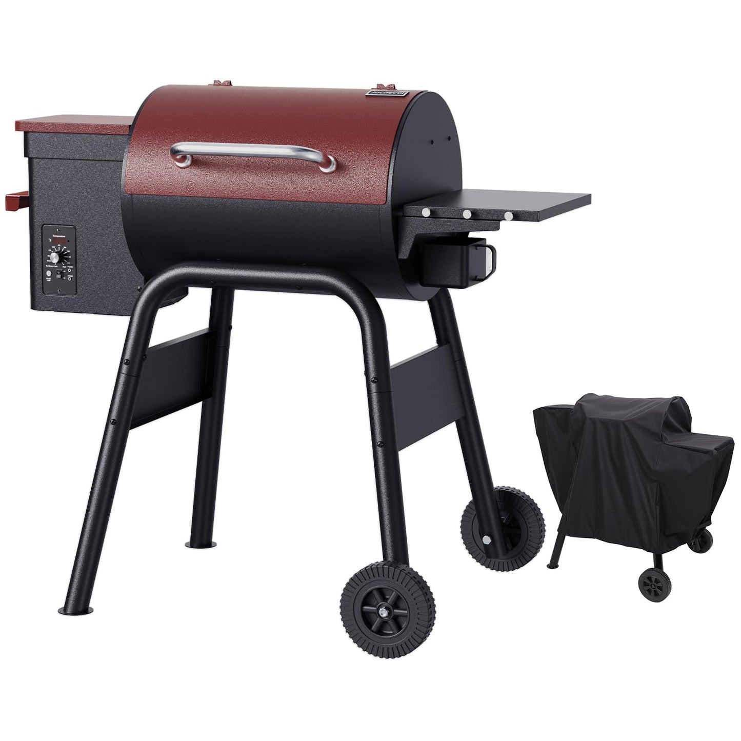Jocoevol Wood Pellet Grill Smoker for Outdoor Cooking, 456 SQ. IN Cook Area Electric Pellet Grill with Auto Feed & PID Temperature Control 180-425°F, 6-in-1 BBQ Grill & Rain Cover for Backyard