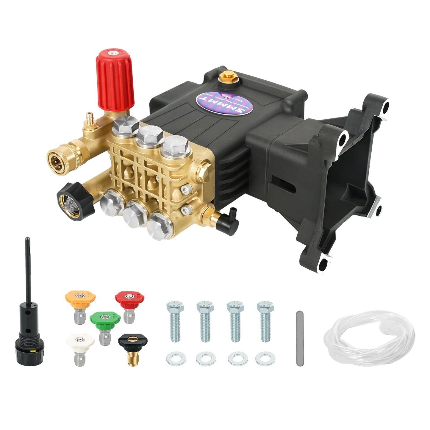Pressure Washer Pump Max 4400 PSI 4 GPM, 1" Shaft Horizontal Gas Power Washer Pump Replacement, Direct Drive Triplex Plunger Replacement Pump with Pressure Adjustment Unloader