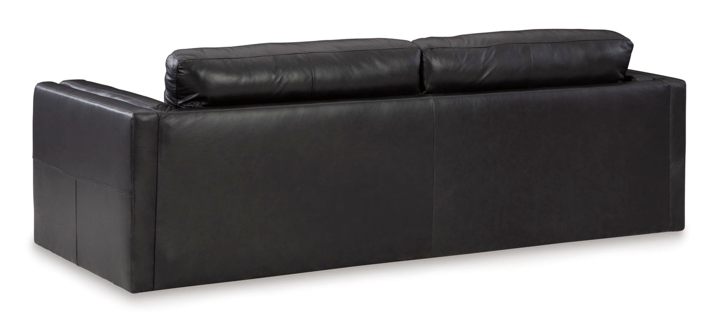 Signature Design by Ashley Amiata Modern Leather Match Sofa with Non-skid Legs, Black