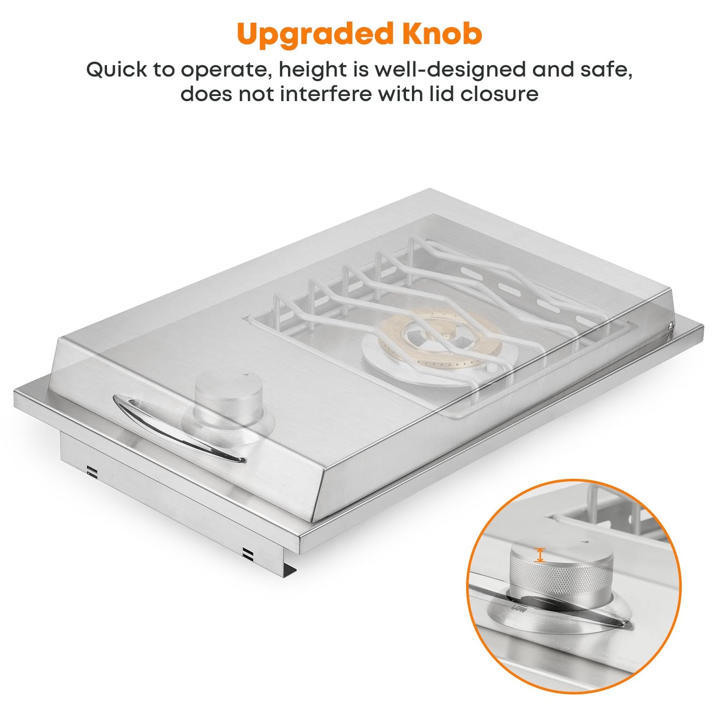 Stanbroil Built-in Single Side Burner for Outdoor Kitchen, 304 Stainless Steel Grilling Side Burners - Natural Gas Only