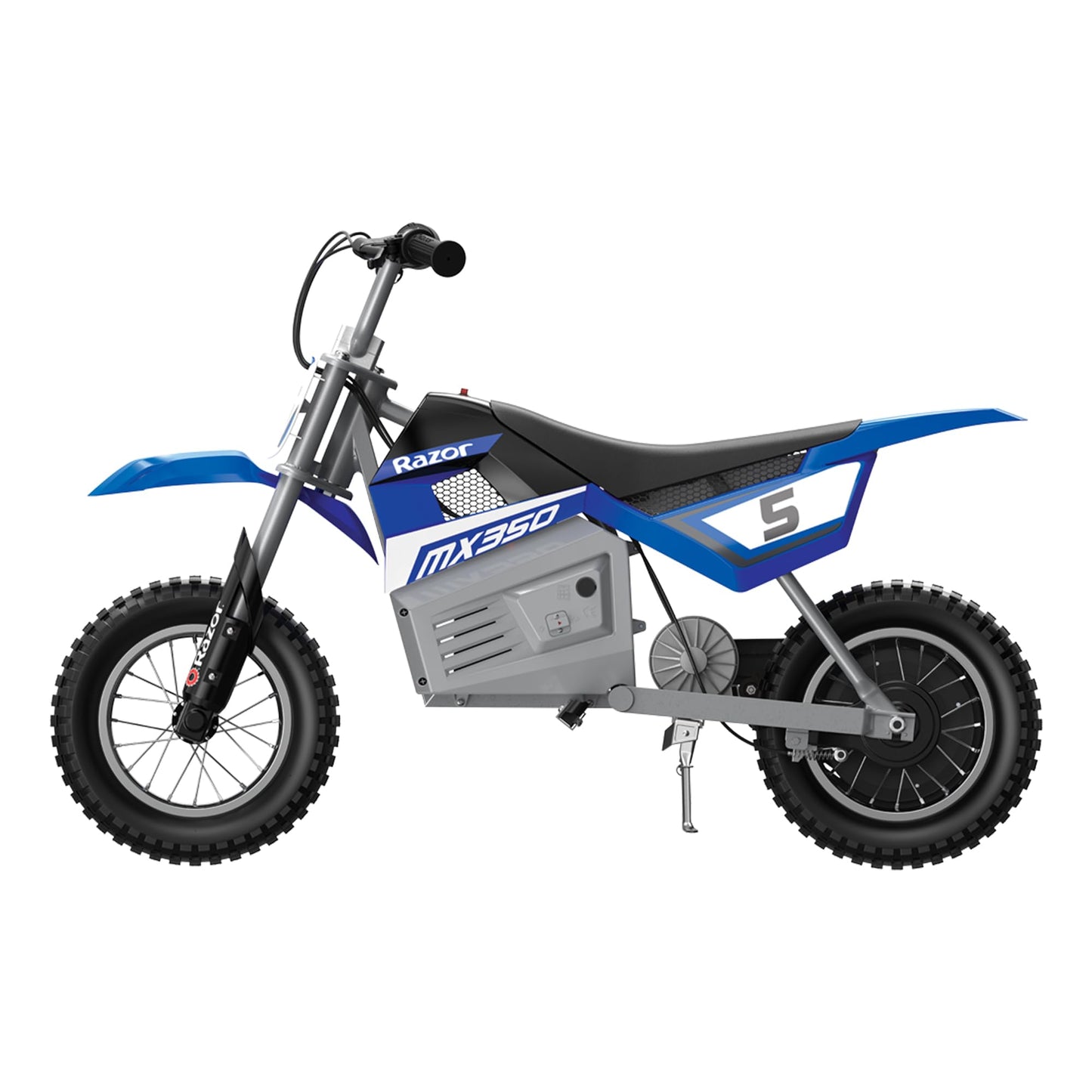 Razor MX350 Dirt Rocket Electric Bike for Kids Ages 8+, 140 lb Max Weight, Blue – 24V Battery, Up to 14 Mph, 30-Min Ride Time on High Speed, Twist-Grip Throttle, Spoked Wheels w/ 12” Pneumatic Tires