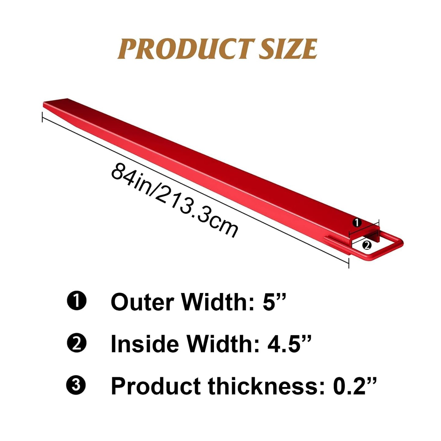 Heavy Duty Forklift Fork Extensions, 1 Pair, 4600 Lb Capacity, 4.5" Inner Width, Fits 4.3-4.5" Forks, 84" Steel Pallet Attachment for Material Handling, Warehouse, Logistics, Construction