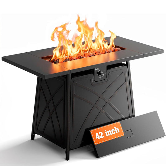BALI OUTDOORS Propane Fire Pit Patio Outdoor Fire Pit Table Large Firepits for Outside Black