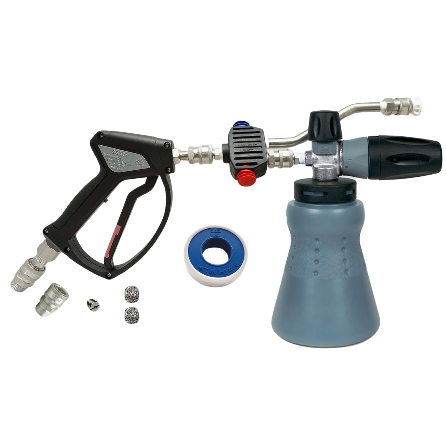 MTM Hydro PF22 Wide Mouth Foam Cannon Kit for Pressure Washer, Mezzo Switching Valve, SGS28 Trigger Gun and 16 oz Soap