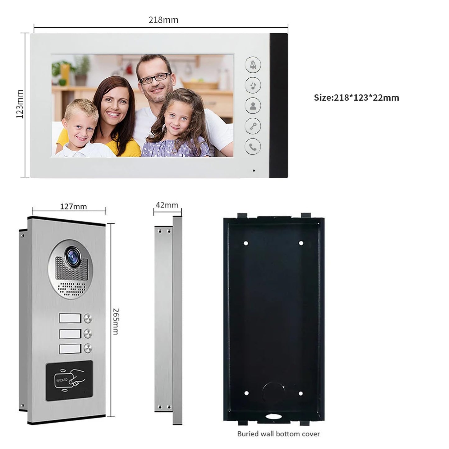 ANJIELO SMART Wired Video Multifamily Apartment Intercom System,2/3/4/6/8/10/12 Units 7 inch Monitor Video Door Phone Kit,Video Doorbell, ID Card Unlock, 2 Way Audio for Home (1 doorbell + 3 Monitor)