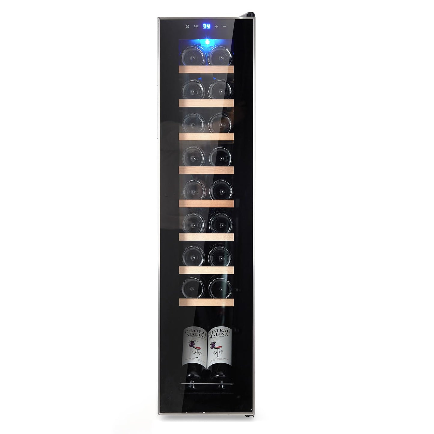 Garvee 18 Bottle Wine Cooler, Freestanding Compressor Wine & Beverage Refrigerator with Premium Wooden Shelves, Digital Temp Control, Quiet Low Noise Operation for Red Wine, White Wine, Champagne