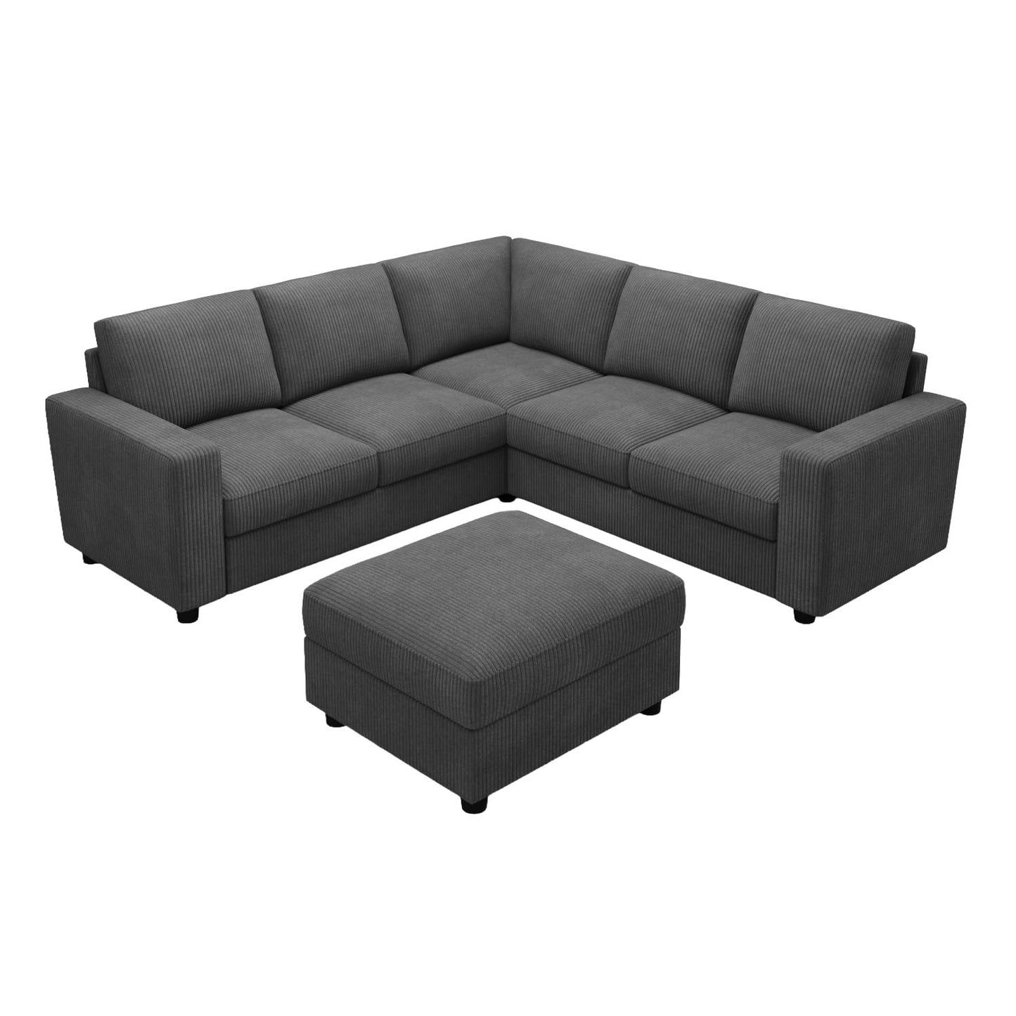 HONBAY Sectional Sofa, 6 Seater L-Shaped Sectional Couch with Storage Ottoman for Living Room, Dark Grey