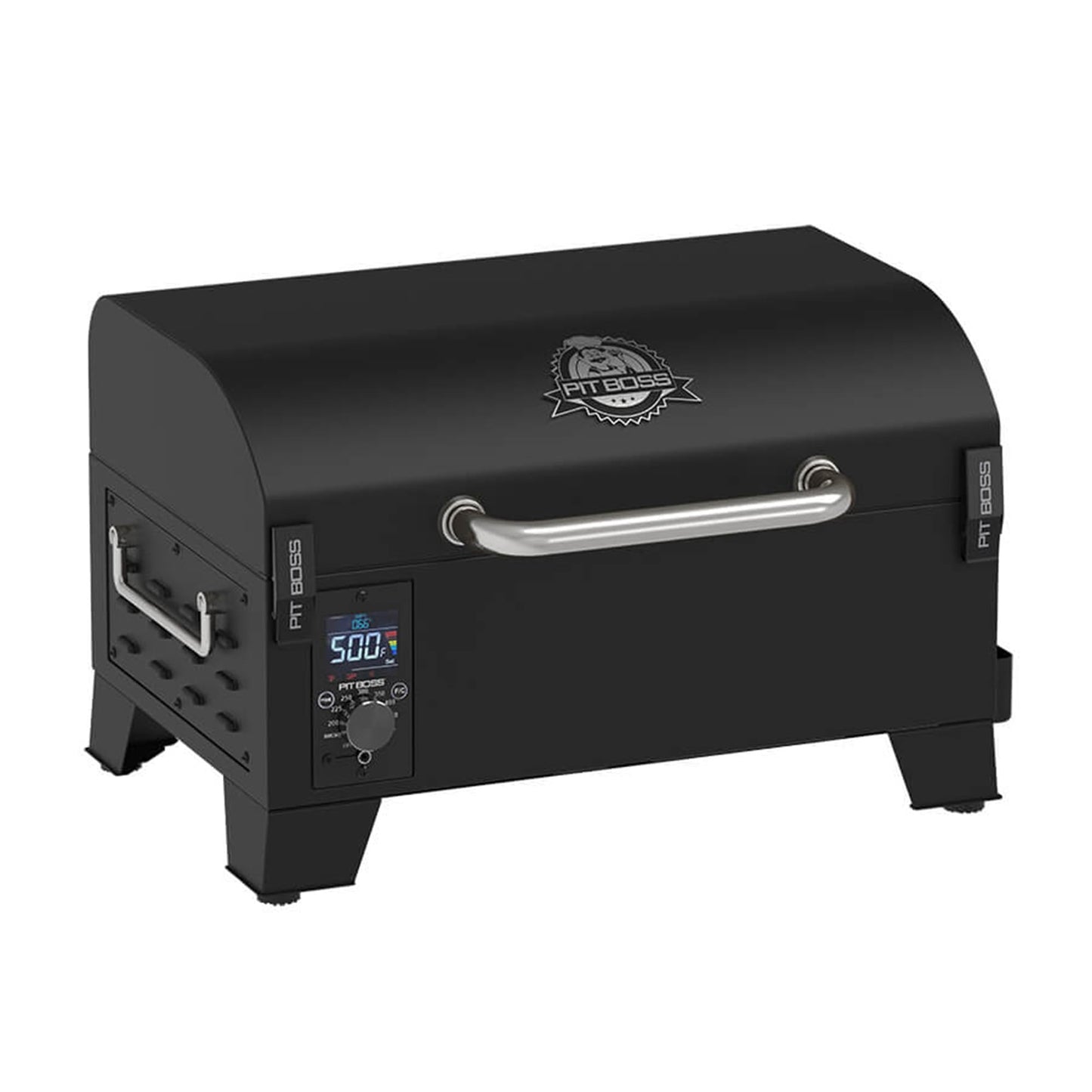 Pit Boss 150 Wood Pellet Grill & Smoker with Flame Broiler 256-Sq. In. Cooking Space, 180°F to 500°F Temperature Range, 7 lb. Pellet Hopper, for Tailgating, Camping, or Travel, Black