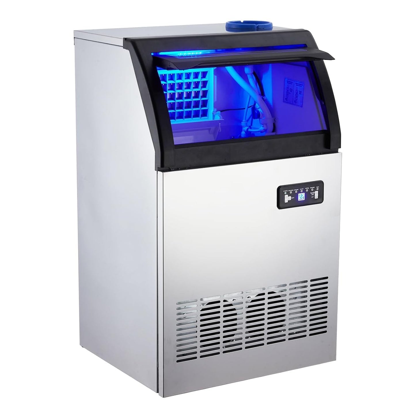 155LBS/24H Commercial Ice Maker Machine,Stainless Steel Under Counter Ice Machine with 33lbs Ice Storage Capacity,Freestanding Ice Maker,Ice Scoop, Quiet Compressor for Home and Business
