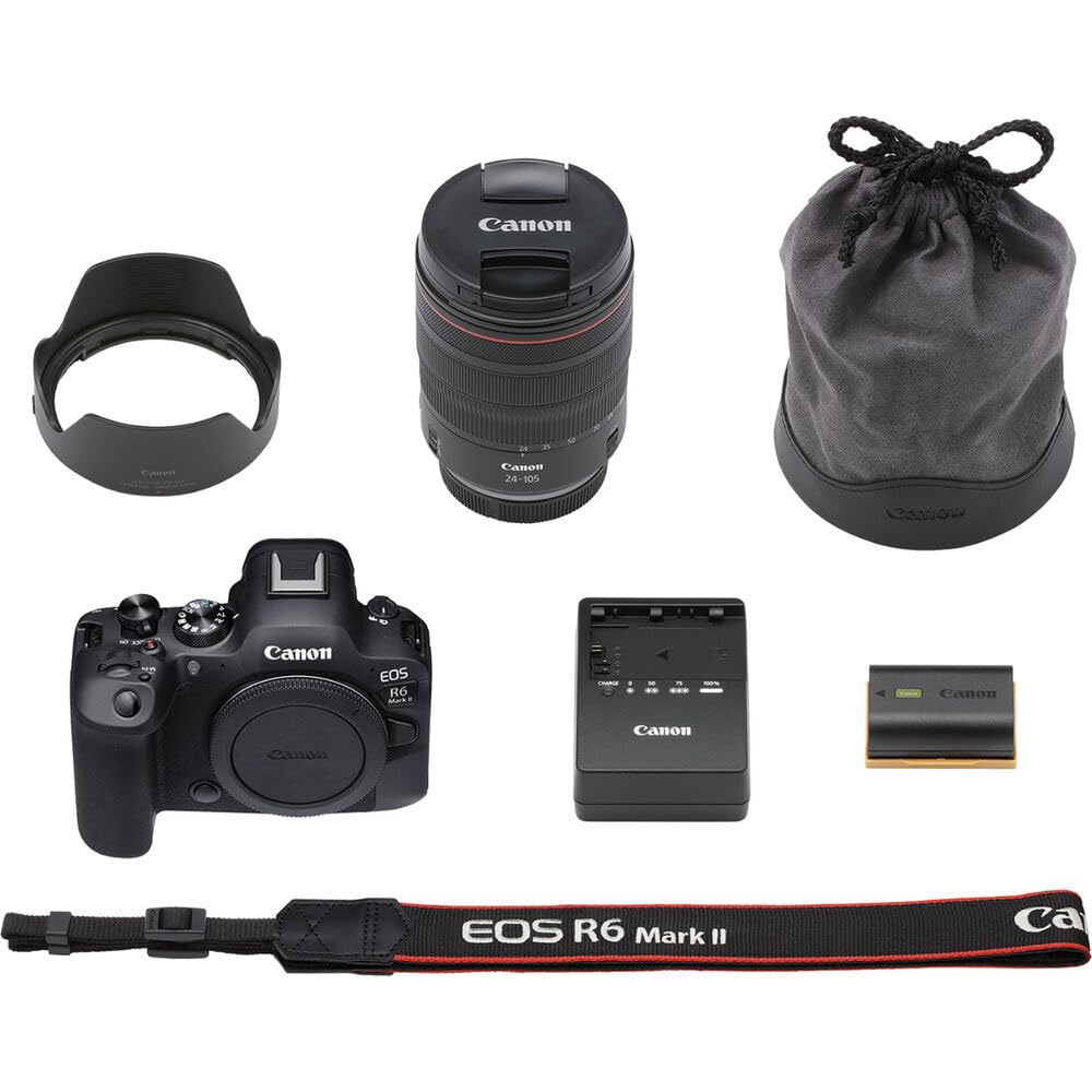 Canon R6 Mark II Full-Frame 24.2 MP Mirrorless Camera with 24-105mm USM Lens Kit Bundle w/Lexar Premium PRO Blue Series 64GB SDXC Memory Card + Deco Essentials Camera Bag + Corel Photo Video Suite