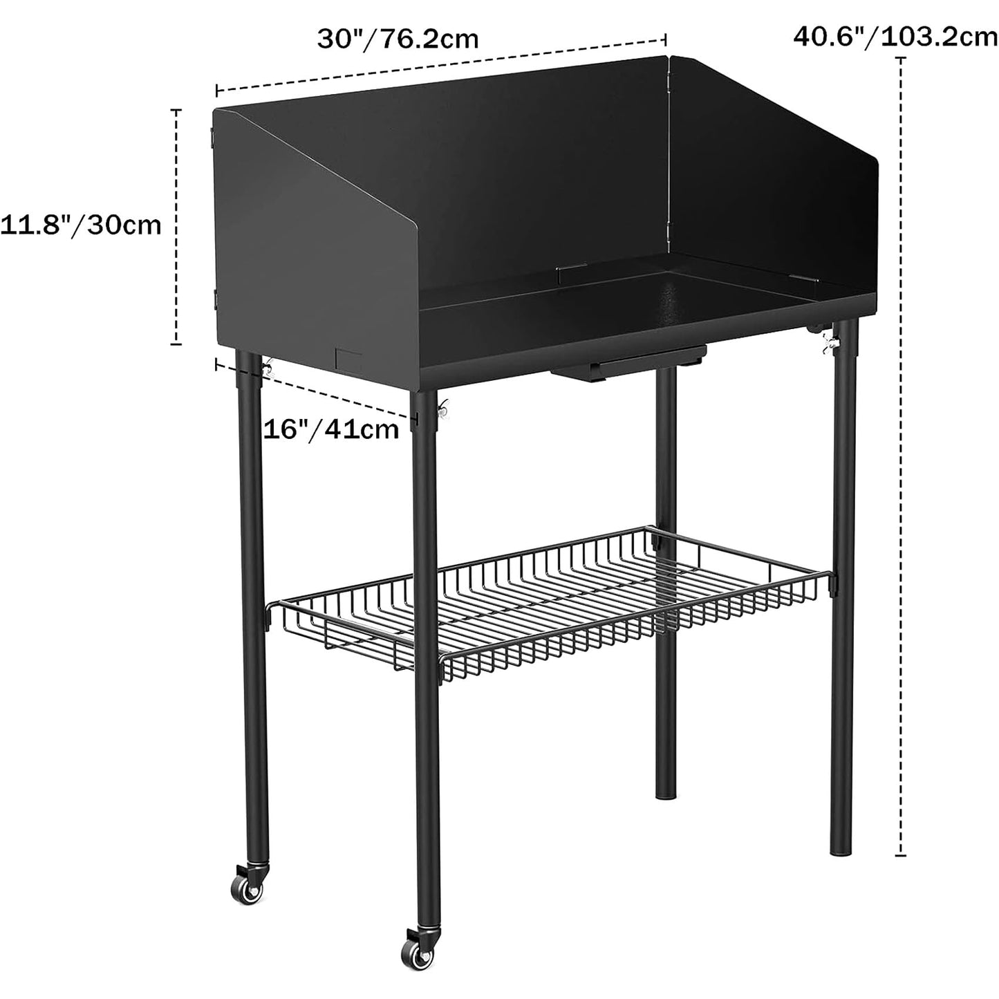 onlyfire Outdoor Camp Cooking Table for Dutch Ovens and Food Preparation, Collapsible Grill Table Camping Kitchen Station with Side Windscreen & Storage Basket for Backyard BBQ Picnic RV