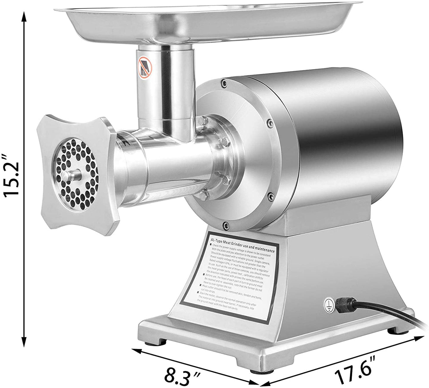 VEVOR Commercial Meat Grinder, 550LB/h 1100W Electric Meat Mincer, ETL Approved Heavy Duty Industrial Meat Mincer Machine