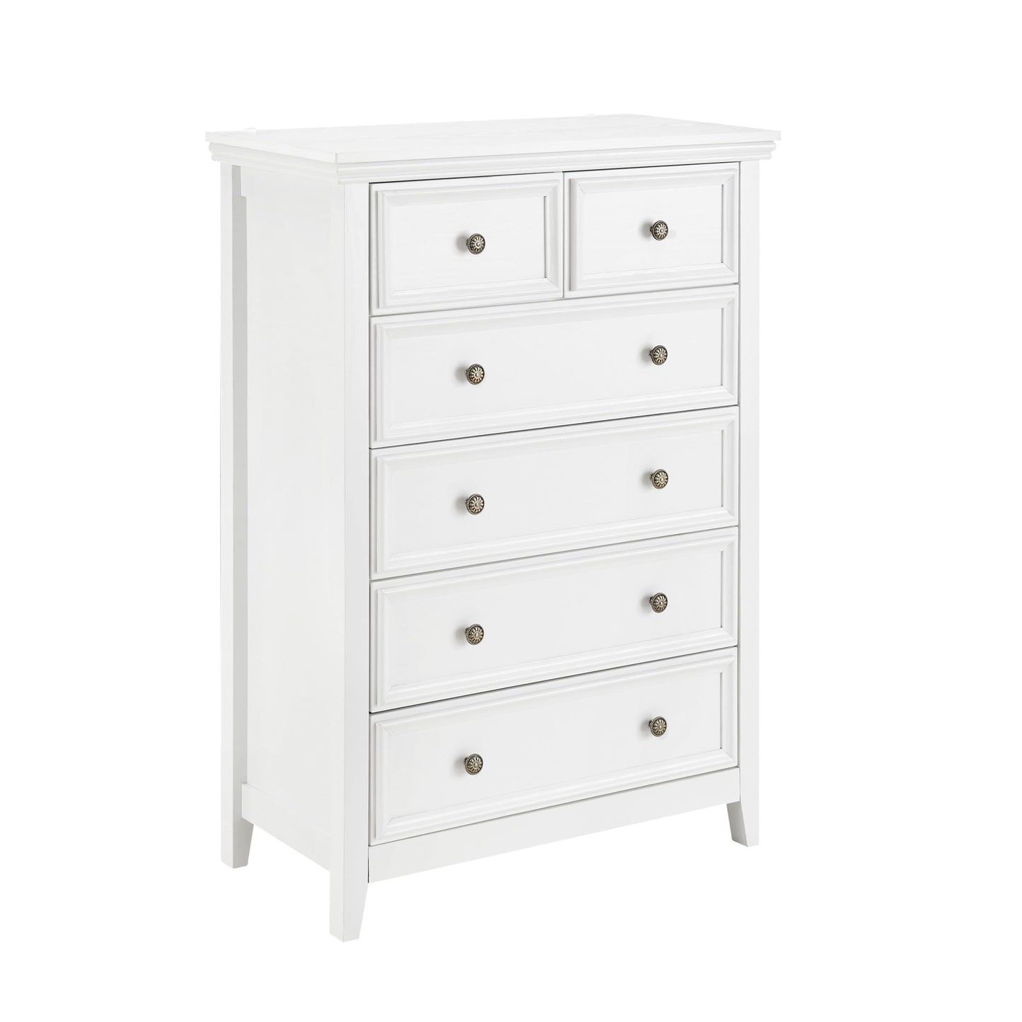CKEASEAN 6 Drawer Dresser, 44 inch Tall Farmhouse Dresser Nightstand Chest of Drawer, Wooden Storage Cabinet Storage Chest of Drawers for Living Room, Hallway, Entryway (White, 44" H)
