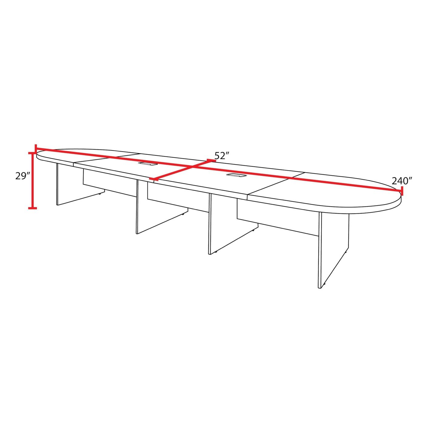 Romig Legacy 20 ft Racetrack Laminate Conference Table with 3 Charging Ports- Noble Oak