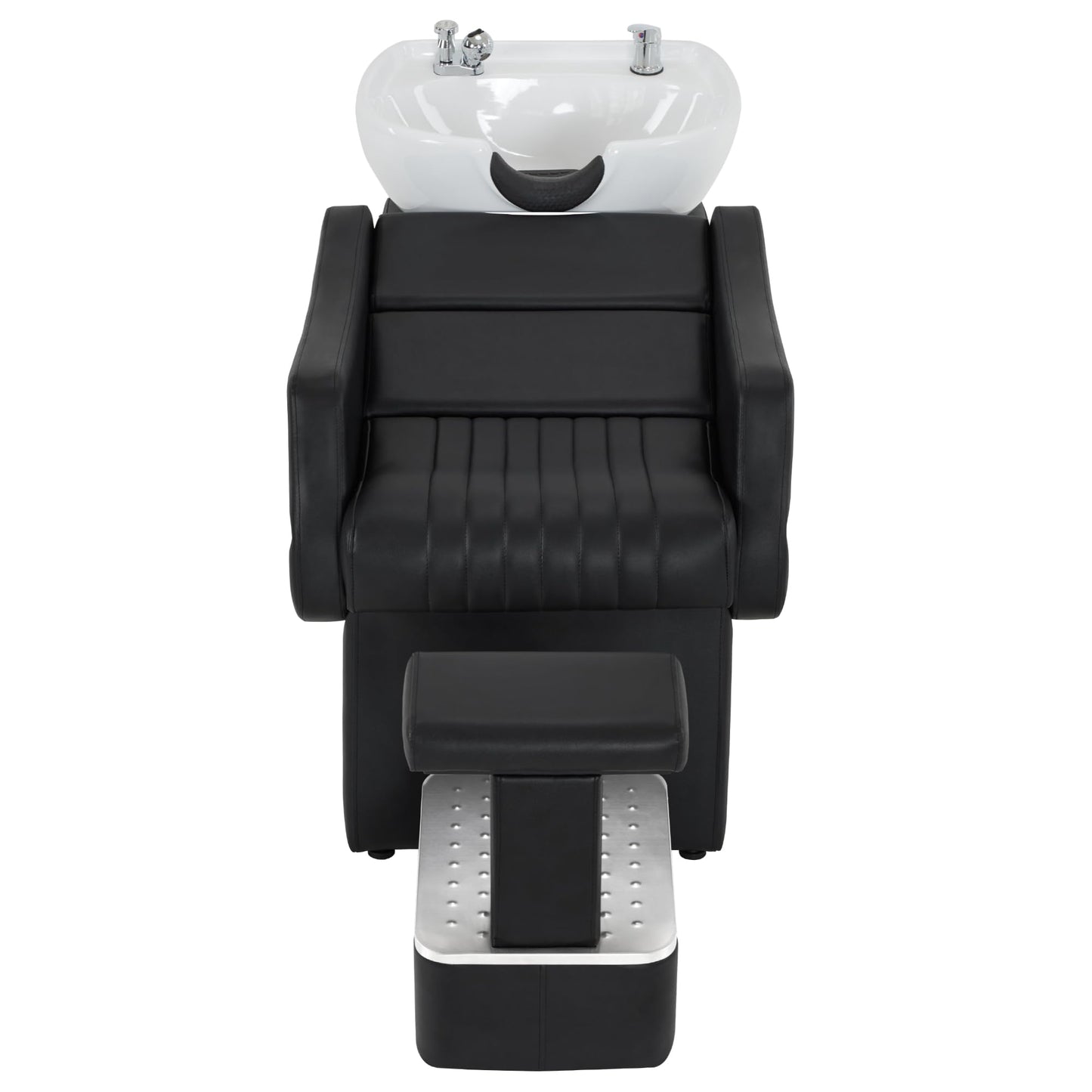 BarberPub Shampoo Backwash Station Chair, Ceramic Shampoo Bowl and Chair Set for Salon with Independent Footrest, Barbershop, Home Salon, Beauty Spa 9115